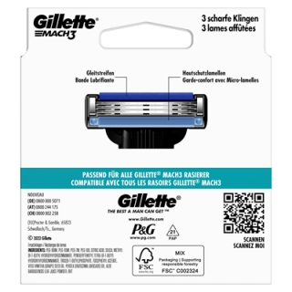 Gillette Mach3 Systemklingen   6 Stück