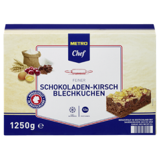 METRO Chef Schokoladen-Kirsch-Kuchen Blechkuchen tiefgefroren 12 Portionen - 1,25 kg Packung