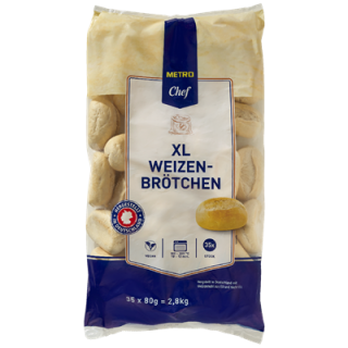METRO Chef XL Weizenbrötchen tiefgefroren 35 Stück à 80 g - 2,8 kg Beutel