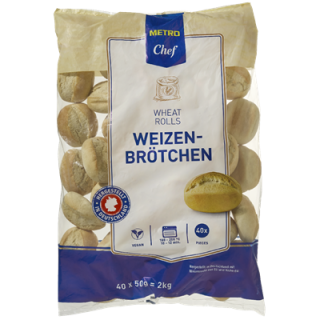 METRO Chef Weizenbrötchen tiefgefroren 40 Stück à 50 g - 2 kg Beutel