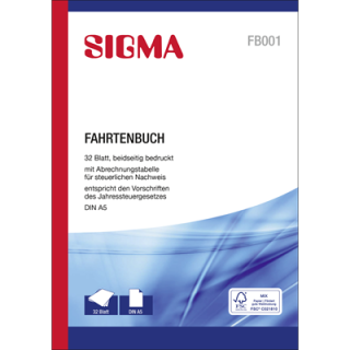 SIGMA Fahrtenbuch FB001 A5, 32 Blatt 4 Stück