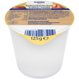 GASTRO frischli Sahnekörbchen Erdbeere - 125 g Becher