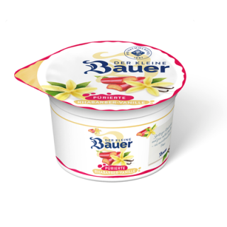 Bauer Fruchtjoghur Rhabarber/Vanille 3,5 % Fett - 100 g Becher