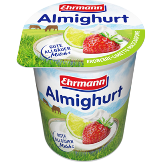 Almighurt Fruchtjoghurt Erdbeeere-Limette-Mascarpone 3,8 % Fett gekühlt - 150 g Becher
