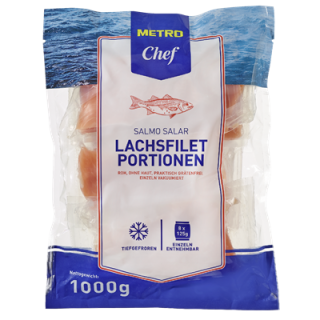 METRO Chef Lachsfilet-Portionen tiefgefroren, vakuumiert, 8 Stück à ca. 125 g - 1 kg Vac.Packung