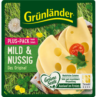 Grünländer Scheiben Mild & Nussig - 156 g Packung