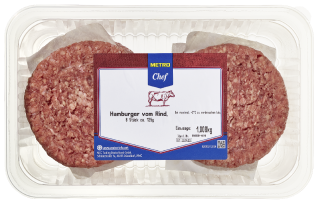 METRO Chef Rinder Hamburger Patty 8 X CA. 125g 8 Stück à ca. 125 g - je kg