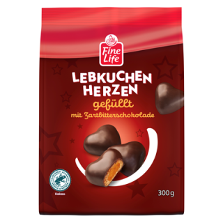 Fine Life Gefüllte Lebkuchen Herzen Zartbitter - 300...