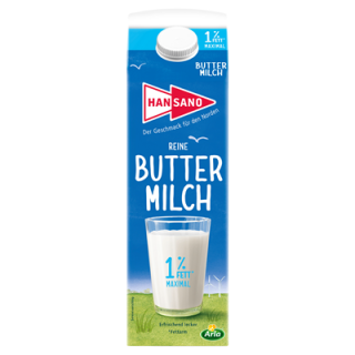 Hansano Buttermilch 1 % Fett - 1 l Packung