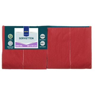 METRO PROFESSIONAL Servietten Bordeaux 33 x 33 cm 1/4...
